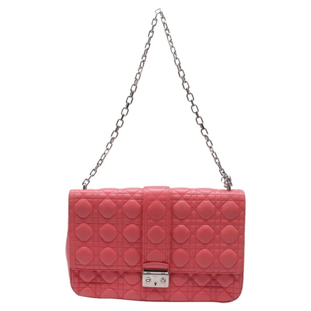 Dior Large Miss Dior Flap Shoulder Bag in Pink Lamb Leather